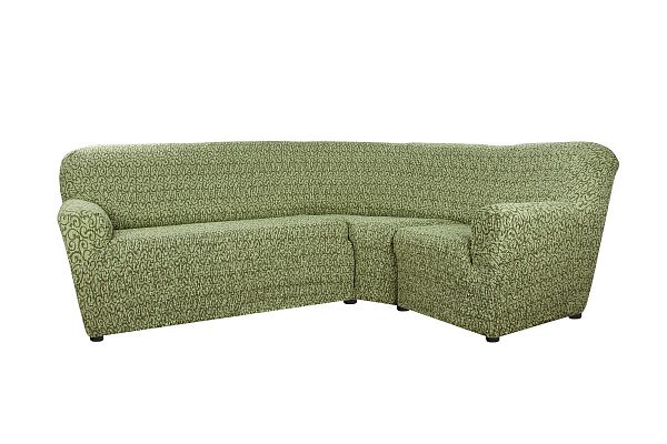 Еврочехол Чехол на классический угловой диван "Тела" Безарро зеленый